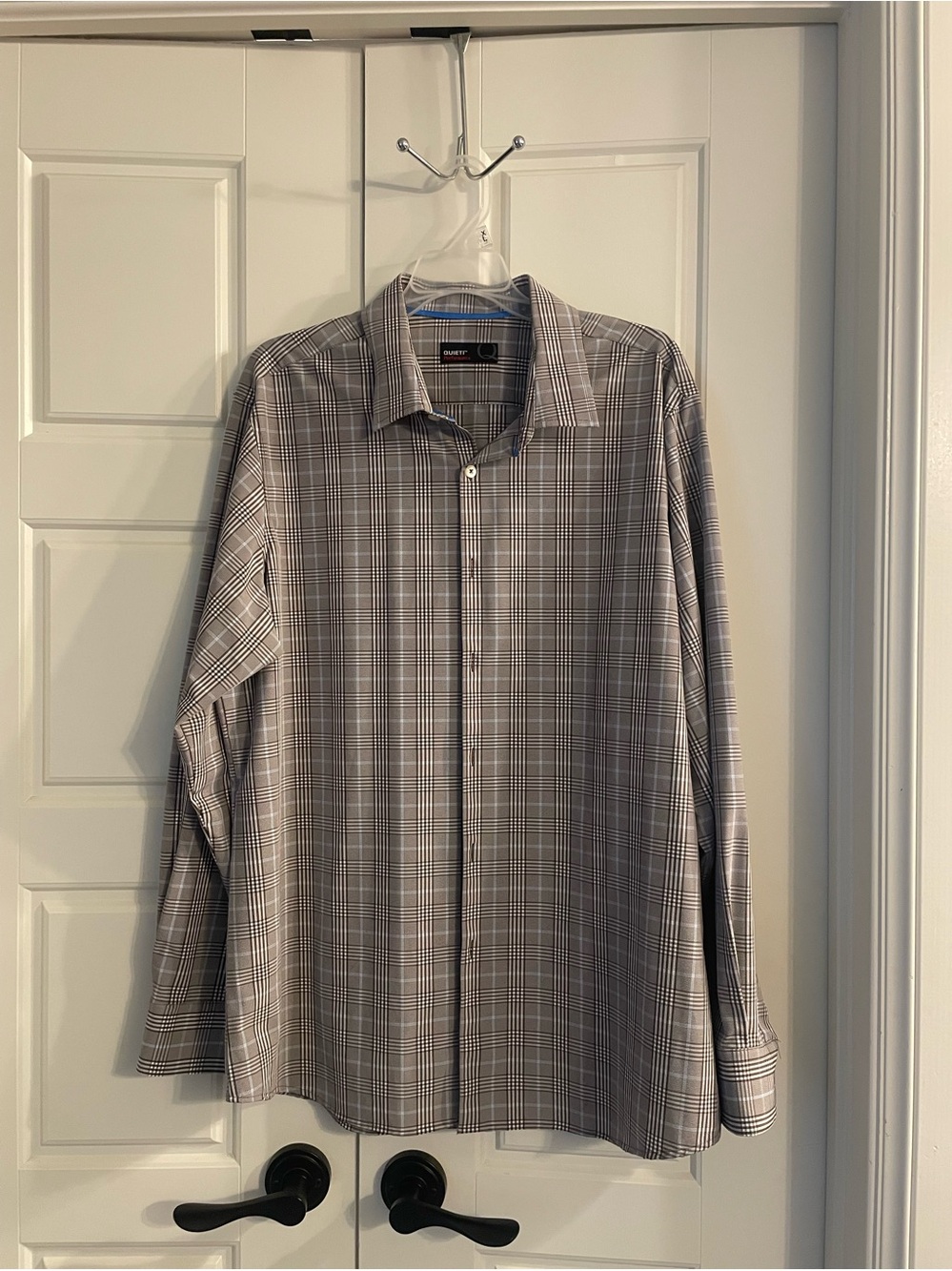 Quieti Blue/Brown Plaid Men's Button-Down Shirt